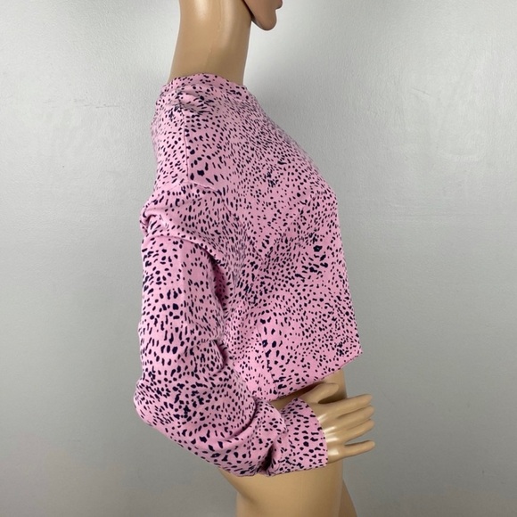 NEW MONROW PINK CHEETAH PRINT CUTOFF SWEATSHIRT - Picture 4 of 7